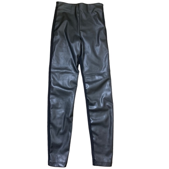 M&S Collection (Marks and Spencer) Faux Leather Contrast Legging Black Size 2 - Picture 3 of 10